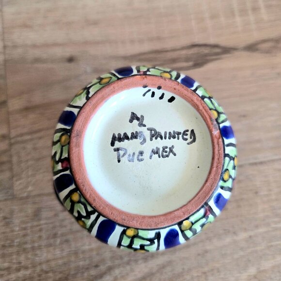 Small vintage hand painted Mexican terracotta/ceramic Talavera bud vase. - Picture 7 of 7